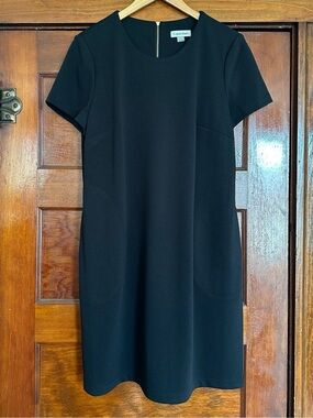 New Calvin Klein Black Short Sleeve Sheath Dress Size 14 Pockets Business Office